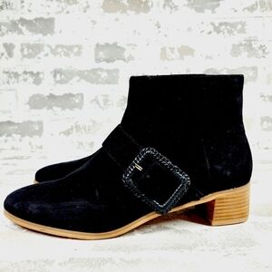 NEW Jack Rogers Izzie Black Suede Leather Block Heel Ankle Booties M40